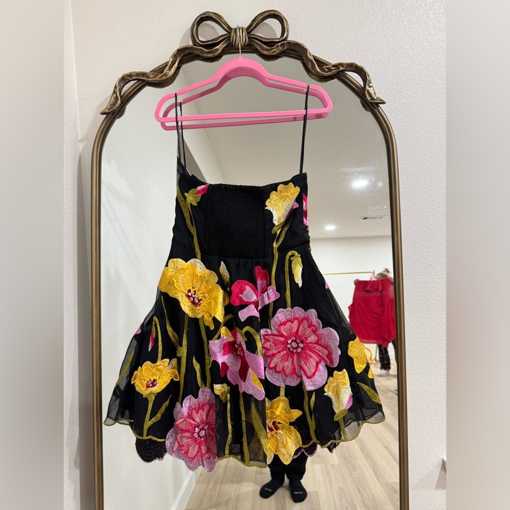 NEW Anthropologie Strapless Floral Organza Mini Dress - Picture 5 of 5